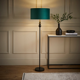 ValueLight Marissa Forest Green Velvet Gold Inner Shade Black Stacked Ball LED Floor Lamp - Size: 145 x 45 x 45cm - ValueLights - Wilko - thumbnail 3