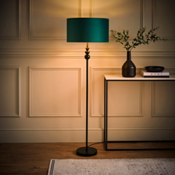 ValueLight Marissa Forest Green Velvet Gold Inner Shade Black Stacked Ball LED Floor Lamp - Size: 145 x 45 x 45cm - ValueLights - Wilko - thumbnail 7