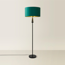 ValueLight Marissa Forest Green Velvet Gold Inner Shade Black Stacked Ball LED Floor Lamp - Size: 145 x 45 x 45cm - ValueLights - Wilko - thumbnail 6