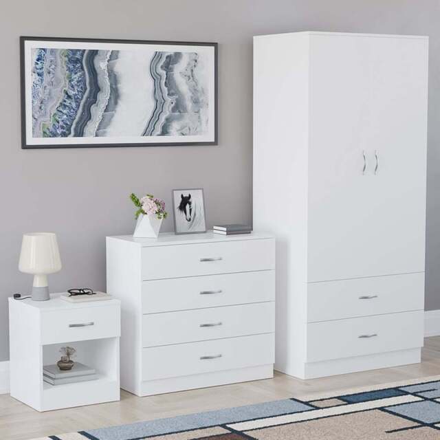 Vida Designs Riano White 3 Piece Bedroom Furniture Set - Wilko - image 1