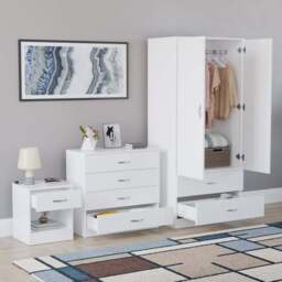 Vida Designs Riano White 3 Piece Bedroom Furniture Set - Wilko - thumbnail 6