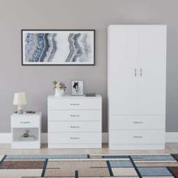 Vida Designs Riano White 3 Piece Bedroom Furniture Set - Wilko - thumbnail 3