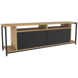 Decorotika Omar 2 Door 4 Shelf Oak and Black TV Unit - Size: 50.8 x 160 x 35cm - Multi - Wilko - thumbnail 3