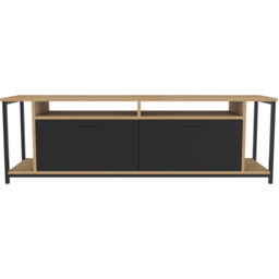 Decorotika Omar 2 Door 4 Shelf Oak and Black TV Unit - Size: 50.8 x 160 x 35cm - Multi - Wilko - thumbnail 5