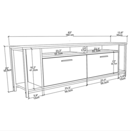 Decorotika Omar 2 Door 4 Shelf Oak and Black TV Unit - Size: 50.8 x 160 x 35cm - Multi - Wilko - thumbnail 7