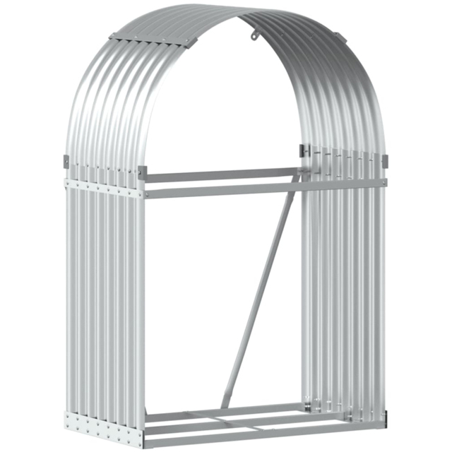 vidaXL Silver Galvanised Steel Firewood Log Holder 120 x 80 x 45cm - Wilko - image 1