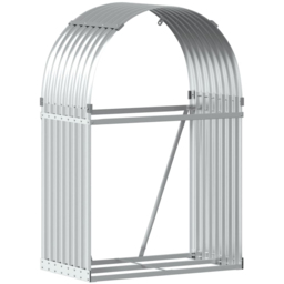 vidaXL Silver Galvanised Steel Firewood Log Holder 120 x 80 x 45cm - Wilko