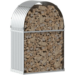 vidaXL Silver Galvanised Steel Firewood Log Holder 120 x 80 x 45cm - Wilko - thumbnail 3