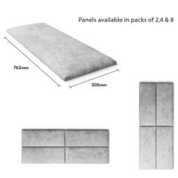 Aspire EasyMount Silver Mirazzi Velvet Upholstered Wall Mounted Headboard Panels 8 Pack - Aspire Beds - Wilko - thumbnail 6