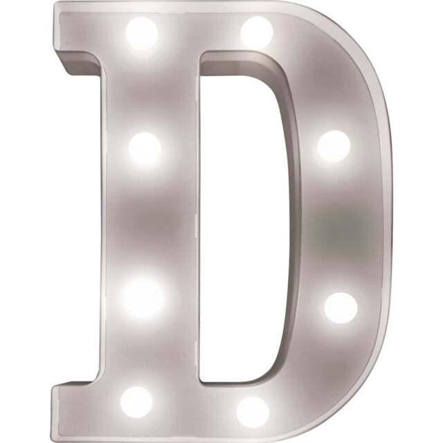 St Helens Battery Operated 3D LED Letter D Light - Size: 14 x 3 x 22cm - White - Wilko - image 1