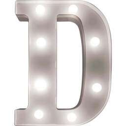 St Helens Battery Operated 3D LED Letter D Light - Size: 14 x 3 x 22cm - White - Wilko