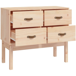 vidaXL 4 Drawer Brown Solid Pine Wood Console Cabinet - Size: 78 x 90 x 40cm - Wilko - thumbnail 5