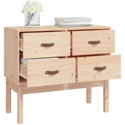 vidaXL 4 Drawer Brown Solid Pine Wood Console Cabinet - Size: 78 x 90 x 40cm - Wilko - thumbnail 4