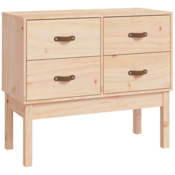 vidaXL 4 Drawer Brown Solid Pine Wood Console Cabinet - Size: 78 x 90 x 40cm - Wilko - thumbnail 3