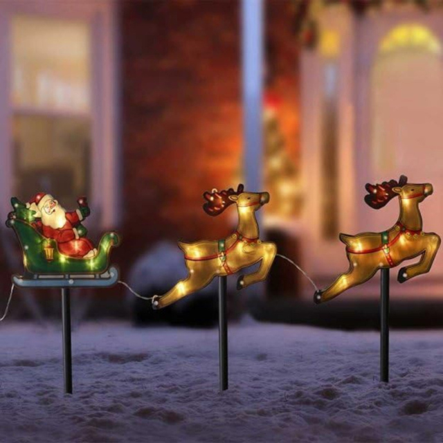Marco Paul Santa Sleigh Stake Light Christmas Decoration 53cm - Size: 20 x 20 x 10cm - Multicoloured - Wilko - image 1