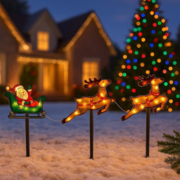 Marco Paul Santa Sleigh Stake Light Christmas Decoration 53cm - Size: 20 x 20 x 10cm - Multicoloured - Wilko - thumbnail 3