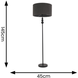 ValueLights Marissa Charcoal Boucle Shade Black Ball LED Floor Lamp - Size: 145 x 45 x 45cm - Wilko - thumbnail 6