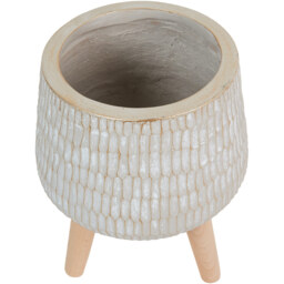 Flower Pot with Beech Wood - Neutral - Wilko - thumbnail 3