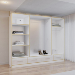 Sliding Wardrobes 4U 2 Sliding Door White Modern Wide High Gloss Mirrored Wardrobe 253cm - Size: 2 Door - Wilko - thumbnail 5