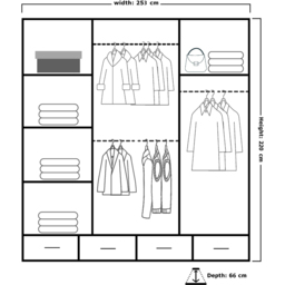 Sliding Wardrobes 4U 2 Sliding Door White Modern Wide High Gloss Mirrored Wardrobe 253cm - Size: 2 Door - Wilko - thumbnail 6