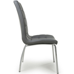 Shankar Jenner Set of 2 Grey and Chrome Leather Effect Dining Chair - Wilko - thumbnail 6