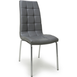 Shankar Jenner Set of 2 Grey and Chrome Leather Effect Dining Chair - Wilko - thumbnail 4