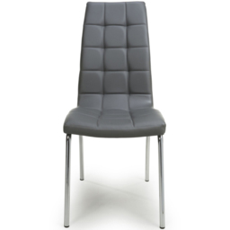 Shankar Jenner Set of 2 Grey and Chrome Leather Effect Dining Chair - Wilko - thumbnail 3