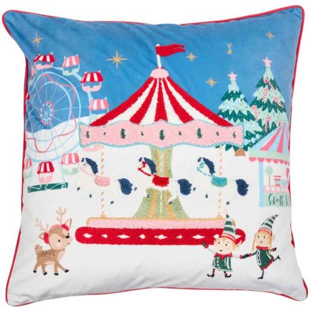Winter Fairground Cushion - Blue - Wilko - image 1