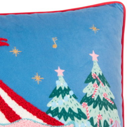 Winter Fairground Cushion - Blue - Wilko - thumbnail 3