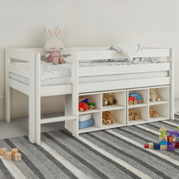 Noomi Shorty White Mid Sleeper Bed with Cube Storage Units - Size: 83 x 90.4 x 181.1cm - Wilko - thumbnail 1