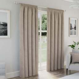 Enhanced Living Dallas Natural Thermal Blackout Pencil Pleat Curtains 168 x 183cm - Cream - Wilko
