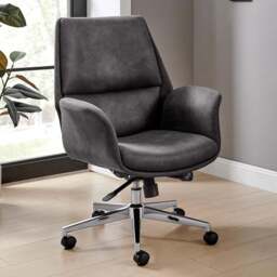 Furniturebox Omega Luxury Black Faux Leather and Silver Office Chair - Size: 68.5 x 76 x 68.5cm - Wilko - thumbnail 1