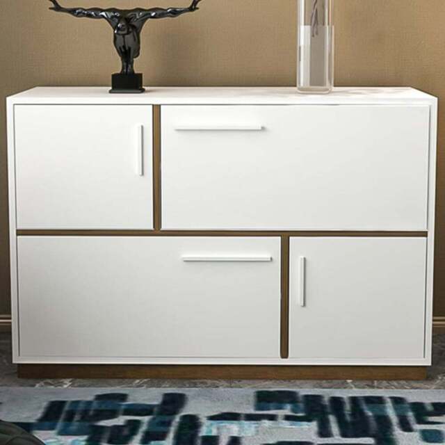 Decorotika Mares 4 Door White and Walnut Sideboard Cabinet - Size: 81.6 x 120 x 45cm - Multi - Wilko - image 1