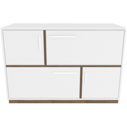 Decorotika Mares 4 Door White and Walnut Sideboard Cabinet - Size: 81.6 x 120 x 45cm - Multi - Wilko - thumbnail 3