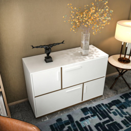 Decorotika Mares 4 Door White and Walnut Sideboard Cabinet - Size: 81.6 x 120 x 45cm - Multi - Wilko - thumbnail 5