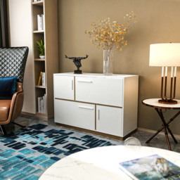 Decorotika Mares 4 Door White and Walnut Sideboard Cabinet - Size: 81.6 x 120 x 45cm - Multi - Wilko - thumbnail 4