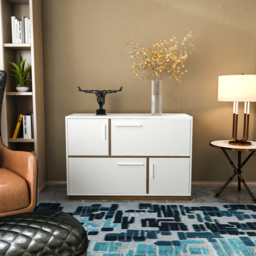 Decorotika Mares 4 Door White and Walnut Sideboard Cabinet - Size: 81.6 x 120 x 45cm - Multi - Wilko - thumbnail 7