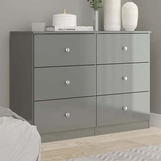Seconique Denver 6 Drawer Grey Gloss Storage Chest - Wilko - image 1