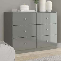 Seconique Denver 6 Drawer Grey Gloss Storage Chest - Wilko - thumbnail 1
