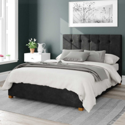 Aspire Hepburn King Size Charcoal Kimiyo Linen Ottoman Bed - Grey - Aspire Beds - Wilko