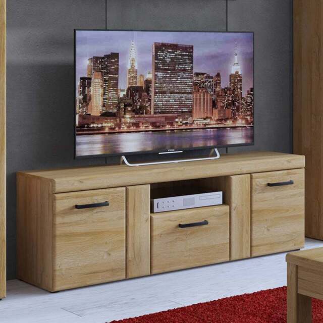 Florence Cortina 2 Door Single Drawer Grandson Oak Tall TV Unit - Size: 40 x 157 x 55cm - Brown - Furniture to Go - Wilko - image 1