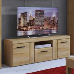 Florence Cortina 2 Door Single Drawer Grandson Oak Tall TV Unit - Size: 40 x 157 x 55cm - Brown - Furniture to Go - Wilko