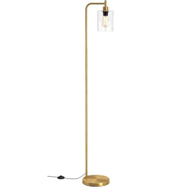 Costway Golden Industrial Floor Lamp with Hanging Glass Lampshade - Size: 167 x 25 x 25cm - Wilko - image 1