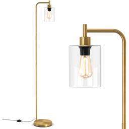 Costway Golden Industrial Floor Lamp with Hanging Glass Lampshade - Size: 167 x 25 x 25cm - Wilko - thumbnail 4