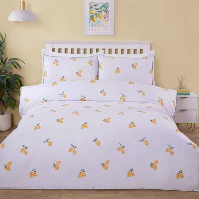 Positano Waffle Duvet Set - White and Yellow/Double - Divante - Wilko - image 1