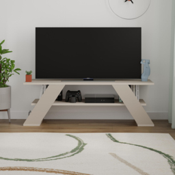 Decortie Farfalla Single Shelf Sandstone TV Unit - Size: 40 x 120 x 33.5cm - Cream - Wilko - thumbnail 5