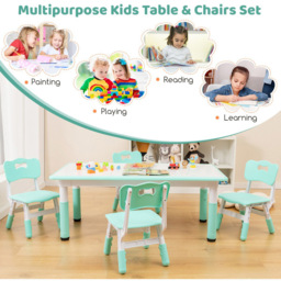 Costway Green 4 Seater Kids Table and Chair Set with Graffiti Desktop - Size: 120 x 60 x 60cm - Wilko - thumbnail 5