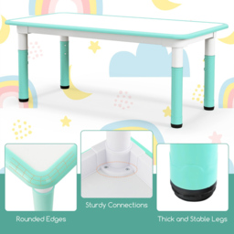 Costway Green 4 Seater Kids Table and Chair Set with Graffiti Desktop - Size: 120 x 60 x 60cm - Wilko - thumbnail 6