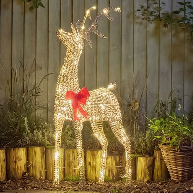 Marco Paul 120cm Gold Glitter LED Pre Lit Reindeer Outdoor Christmas Decoration - Size: 150 x 80 x 25cm - Wilko - image 1