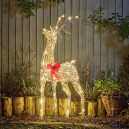 Marco Paul 120cm Gold Glitter LED Pre Lit Reindeer Outdoor Christmas Decoration - Size: 150 x 80 x 25cm - Wilko - thumbnail 3